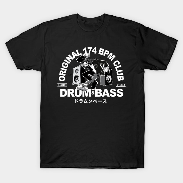 Original 174 BPM Club - Drum N Bass ( DnB Massive !! ) T-Shirt by Wulfland Arts